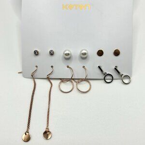 💙💚Koton Multi-Tone Earring Set – 6 Pairs, Mix of Styles & Finishes